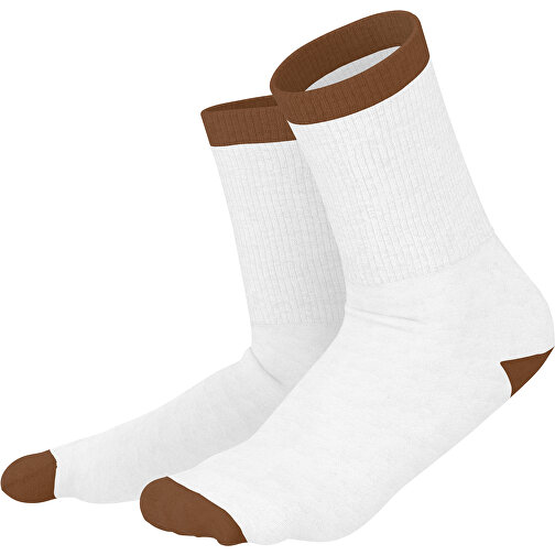Boris - Die Premium Tennis Socke , weiß / dunkelbraun, 85% Natur Baumwolle, 12% regeniertes umwelftreundliches Polyamid, 3% Elastan, 36,00cm x 0,40cm x 8,00cm (Länge x Höhe x Breite), Bild 1