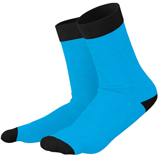 Adam - Die Premium Business Socke , himmelblau / schwarz, 85% Natur Baumwolle, 12% regeniertes umwelftreundliches Polyamid, 3% Elastan, 36,00cm x 0,40cm x 8,00cm (Länge x Höhe x Breite), Bild 1