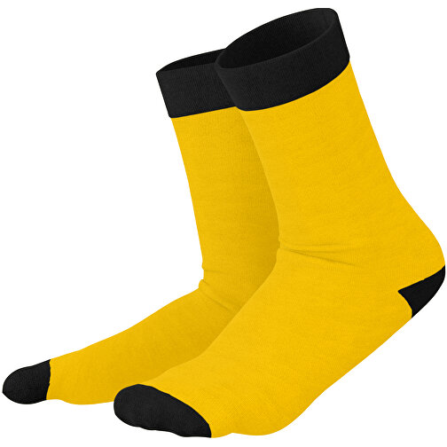 Adam - Die Premium Business Socke , sonnengelb / schwarz, 85% Natur Baumwolle, 12% regeniertes umwelftreundliches Polyamid, 3% Elastan, 36,00cm x 0,40cm x 8,00cm (Länge x Höhe x Breite), Bild 1