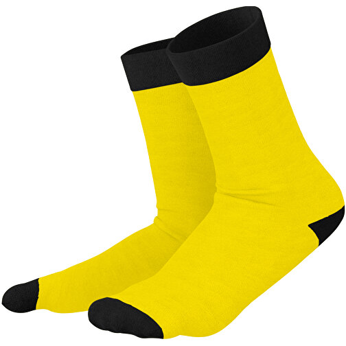 Adam - Die Premium Business Socke , gelb / schwarz, 85% Natur Baumwolle, 12% regeniertes umwelftreundliches Polyamid, 3% Elastan, 36,00cm x 0,40cm x 8,00cm (Länge x Höhe x Breite), Bild 1