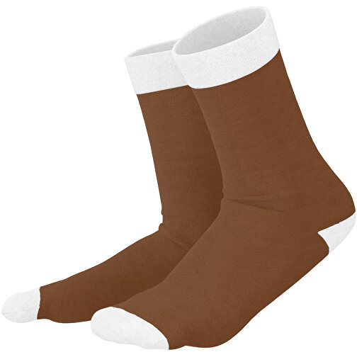 Adam - Die Premium Business Socke , dunkelbraun / weiss, 85% Natur Baumwolle, 12% regeniertes umwelftreundliches Polyamid, 3% Elastan, 36,00cm x 0,40cm x 8,00cm (Länge x Höhe x Breite), Bild 1