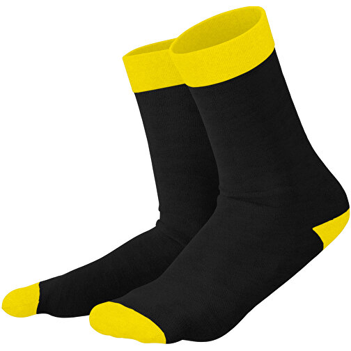 Adam - Die Premium Business Socke , schwarz / gelb, 85% Natur Baumwolle, 12% regeniertes umwelftreundliches Polyamid, 3% Elastan, 36,00cm x 0,40cm x 8,00cm (Länge x Höhe x Breite), Bild 1