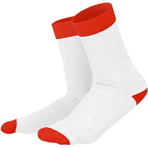 Adam - Die Premium Business Socke , weiß / rot, 85% Natur Baumwolle, 12% regeniertes umwelftreundliches Polyamid, 3% Elastan, 36,00cm x 0,40cm x 8,00cm (Länge x Höhe x Breite), Bild 1