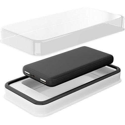 Duale Powerbank CustomColor Ink. Wireless Charger , schwarz, ABS-Kunststoff, Polycarbonat (PC), 15,30cm x 1,20cm x 7,60cm (Länge x Höhe x Breite), Bild 2