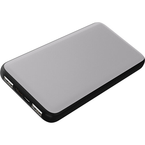 Duale Powerbank CustomColor Ink. Wireless Charger , hellgrau / schwarz, ABS-Kunststoff, Polycarbonat (PC), 15,30cm x 1,20cm x 7,60cm (Länge x Höhe x Breite), Bild 1