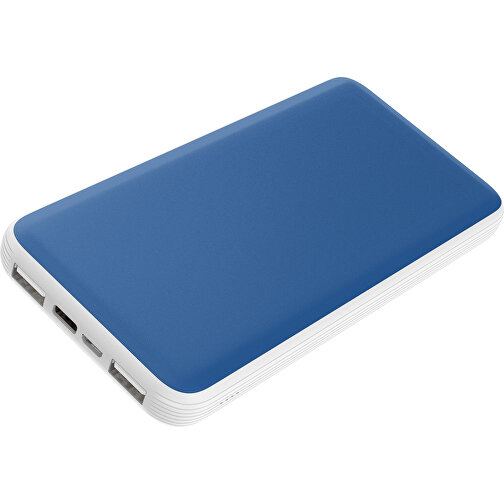 Duale Powerbank CustomColor Ink. Wireless Charger , dunkelblau / weiß, ABS-Kunststoff, Polycarbonat (PC), 15,30cm x 1,20cm x 7,60cm (Länge x Höhe x Breite), Bild 1