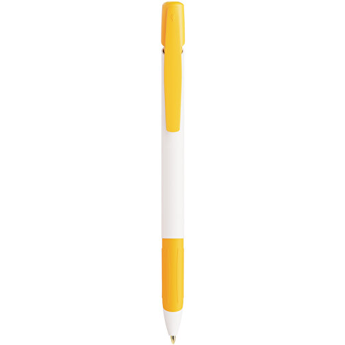 BIC® Media Clic Grip Kugelschreiber , BiC, weiß/gelb, Kunststoff, 14,70cm x 1,30cm (Länge x Breite), Bild 1