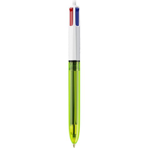 BIC® 4 Colours Fluo Kugelschreiber Siebdruck , BiC, transparentes gelb, Kunststoff, 14,40cm x 1,60cm (Länge x Breite), Bild 1