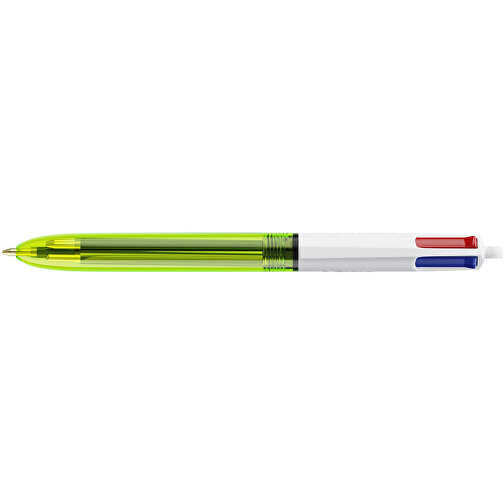 BIC® 4 Colours Fluo Kugelschreiber Siebdruck , BiC, transparentes gelb, Kunststoff, 14,40cm x 1,60cm (Länge x Breite), Bild 3