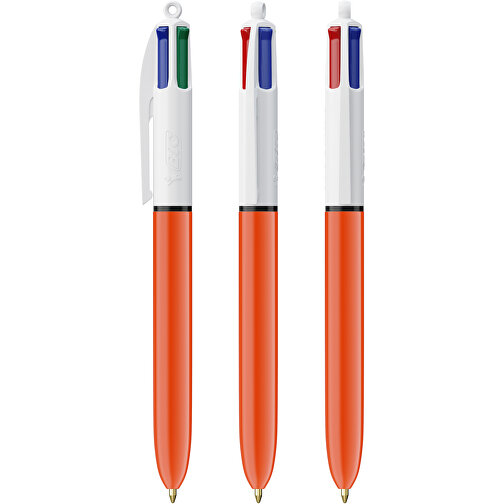 BIC® 4 Colours Fine Kugelschreiber Siebdruck , BiC, weiß/orange, Kunststoff, 14,40cm x 1,60cm (Länge x Breite), Bild 4