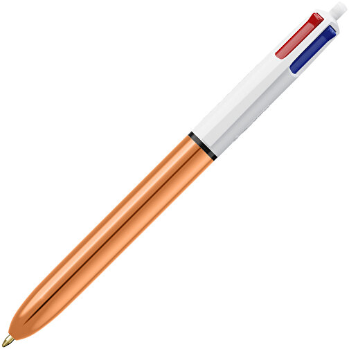 BIC® 4 Colours Shine Kugelschreiber Lasergravur , BiC, weiß/roségold, Kunststoff, 14,40cm x 1,60cm (Länge x Breite), Bild 2