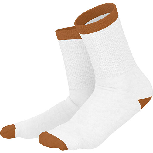Boris - Die Premium Tennis Socke , weiß / braun, 85% Natur Baumwolle, 12% regeniertes umwelftreundliches Polyamid, 3% Elastan, 36,00cm x 0,40cm x 8,00cm (Länge x Höhe x Breite), Bild 1