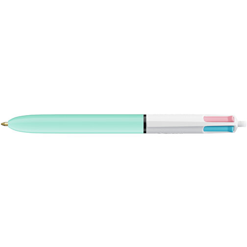 BIC® 4 Colours Fashion Kugelschreiber Siebdruck , BiC, weiß/hellblau, Kunststoff, 14,40cm x 1,60cm (Länge x Breite), Bild 3
