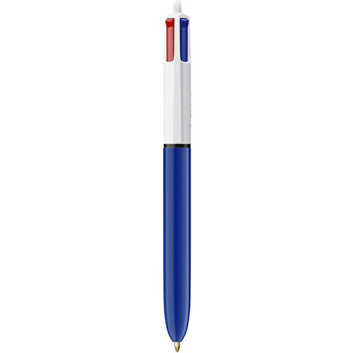 BIC® 4 Colours Kugelschreiber Siebdruck , BiC, weiss/marineblau, Kunststoff, 14,40cm x 1,60cm (Länge x Breite), Bild 1
