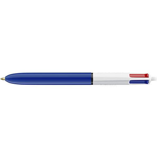 BIC® 4 Colours Kugelschreiber Siebdruck , BiC, weiss/marineblau, Kunststoff, 14,40cm x 1,60cm (Länge x Breite), Bild 3