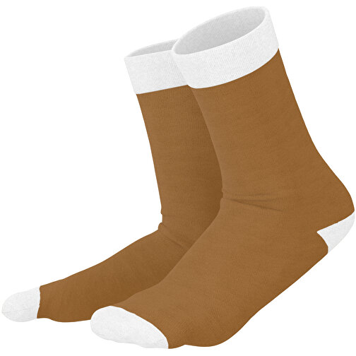 Adam - Die Premium Business Socke , erdbraun / weiß, 85% Natur Baumwolle, 12% regeniertes umwelftreundliches Polyamid, 3% Elastan, 36,00cm x 0,40cm x 8,00cm (Länge x Höhe x Breite), Bild 1