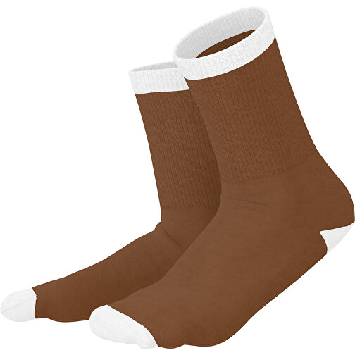 Boris - Die Premium Tennis Socke , dunkelbraun / weiss, 85% Natur Baumwolle, 12% regeniertes umwelftreundliches Polyamid, 3% Elastan, 36,00cm x 0,40cm x 8,00cm (Länge x Höhe x Breite), Bild 1