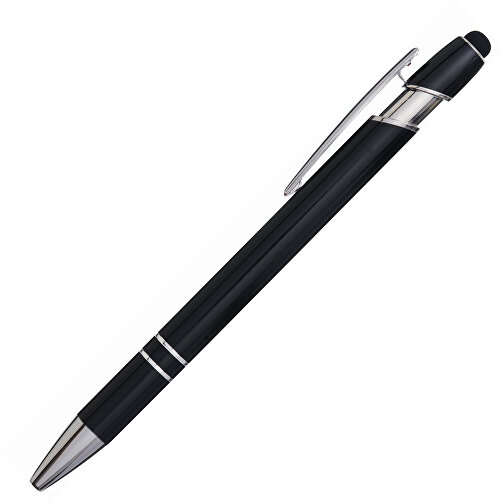 Aluminium-Kugelschreiber MERCHANT , schwarz, Aluminium / Silikon, 14,20cm (Länge), Bild 2