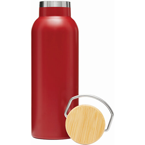 Vakuum-Trinkflasche ECO FLAVOUR , rot, Edelstahl / Bambus / Silikon, 22,30cm (Länge), Bild 4
