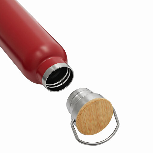 Vakuum-Trinkflasche ECO FLAVOUR , rot, Edelstahl / Bambus / Silikon, 22,30cm (Länge), Bild 6