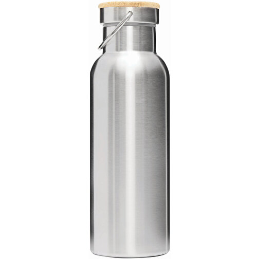 Vakuum-Trinkflasche ECO FLAVOUR , silber, Edelstahl / Bambus / Silikon, 22,30cm (Länge), Bild 3