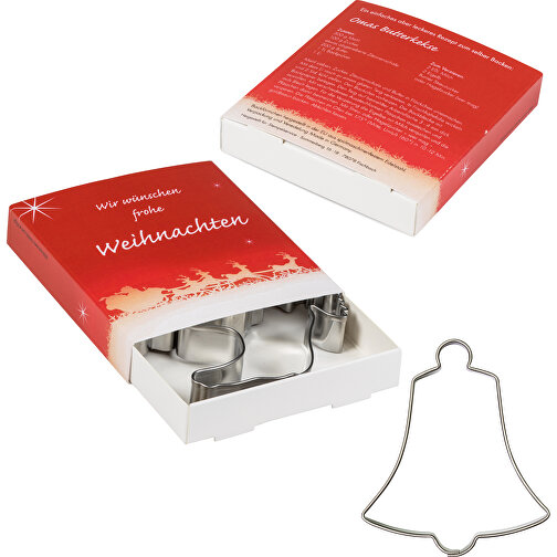 Backförmchen Premium-Box - Xmas - Glocke + Stern , Papier, Edelstahl, 8,10cm x 1,50cm x 9,20cm (Länge x Höhe x Breite), Bild 3