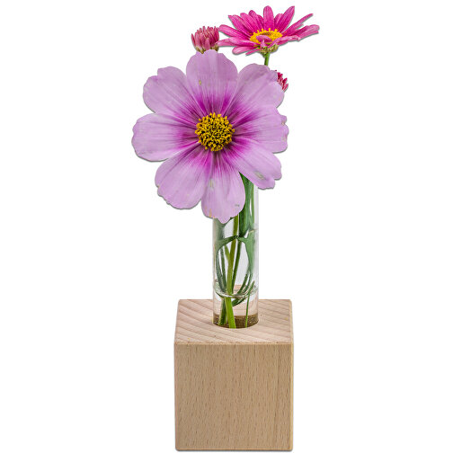 Mini-Vase - Mit Digitaldruck , Papier, Holz, Glas, 4,00cm x 10,00cm x 4,00cm (Länge x Höhe x Breite), Bild 2