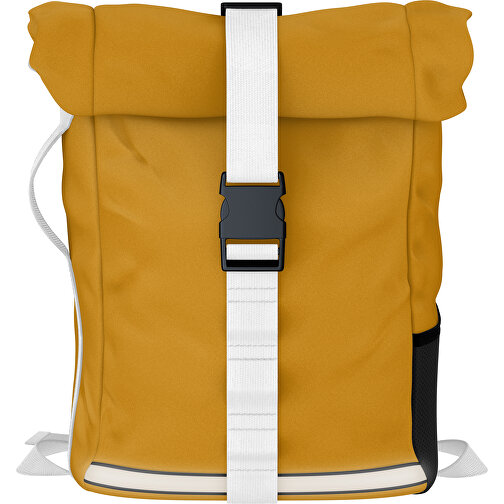 Rolltop Rucksack Comfort , hellbraun / weiss, Sublimation-fabric 200g - Polyester (PU), 29,50cm x 13,00cm x 33,00cm (Länge x Höhe x Breite), Bild 1