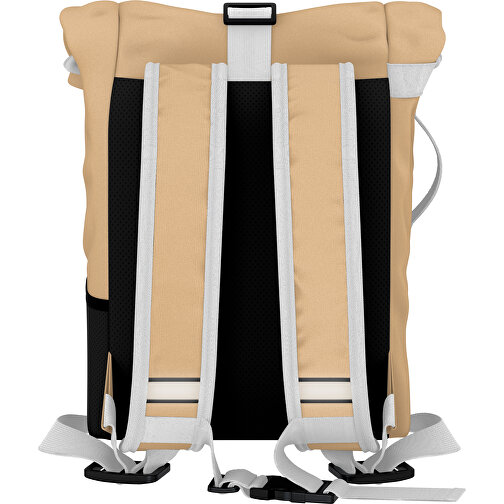 Rolltop Rucksack Comfort , cappuccino / weiß, Sublimation-fabric 200g - Polyester (PU), 29,50cm x 13,00cm x 33,00cm (Länge x Höhe x Breite), Bild 2