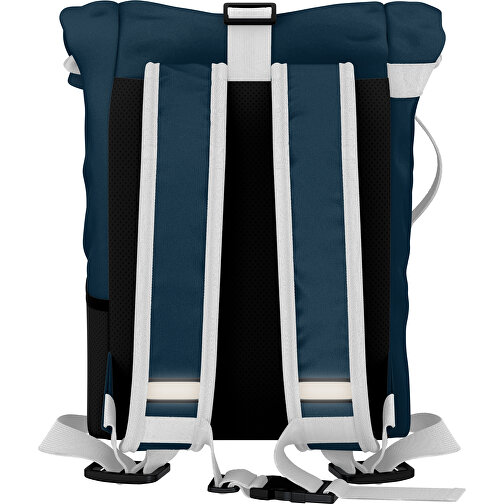 Rolltop Rucksack Comfort , navyblau / weiß, Sublimation-fabric 200g - Polyester (PU), 29,50cm x 13,00cm x 33,00cm (Länge x Höhe x Breite), Bild 2