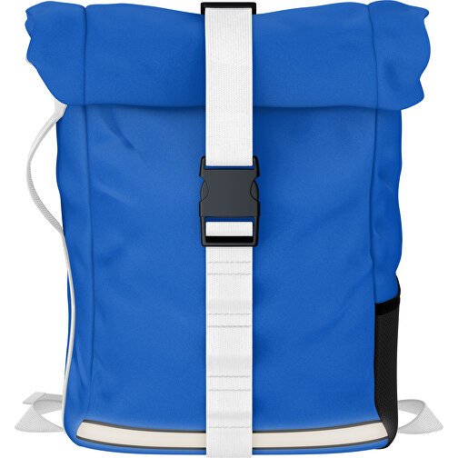 Rolltop Rucksack Comfort , blau / weiss, Sublimation-fabric 200g - Polyester (PU), 29,50cm x 13,00cm x 33,00cm (Länge x Höhe x Breite), Bild 1