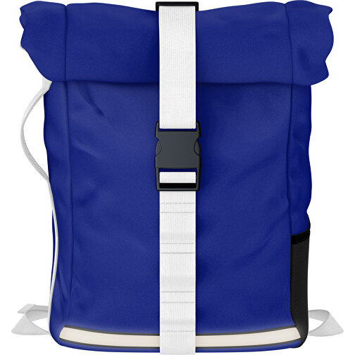 Rolltop Rucksack Comfort , königsblau / weiß, Sublimation-fabric 200g - Polyester (PU), 29,50cm x 13,00cm x 33,00cm (Länge x Höhe x Breite), Bild 1