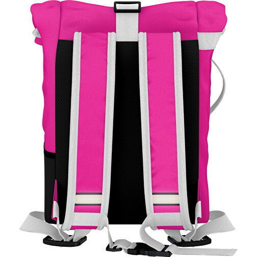 Rolltop Rucksack Comfort , pink / weiss, Sublimation-fabric 200g - Polyester (PU), 29,50cm x 13,00cm x 33,00cm (Länge x Höhe x Breite), Bild 2