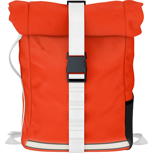 Rolltop Rucksack Comfort , orange / weiss, Sublimation-fabric 200g - Polyester (PU), 29,50cm x 13,00cm x 33,00cm (Länge x Höhe x Breite), Bild 1