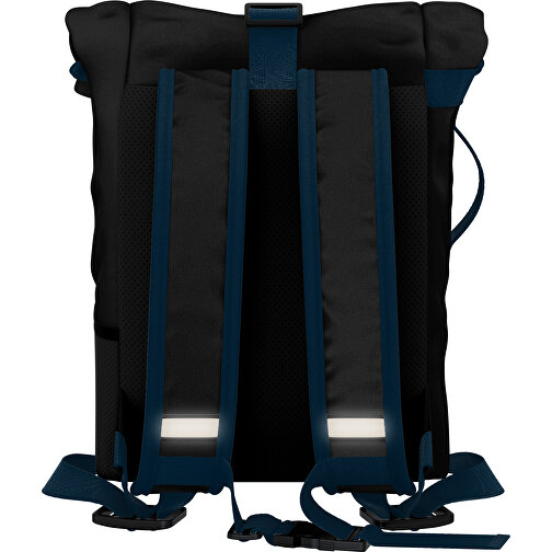 Rolltop Rucksack Comfort , schwarz / navyblau, Sublimation-fabric 200g - Polyester (PU), 29,50cm x 13,00cm x 33,00cm (Länge x Höhe x Breite), Bild 2