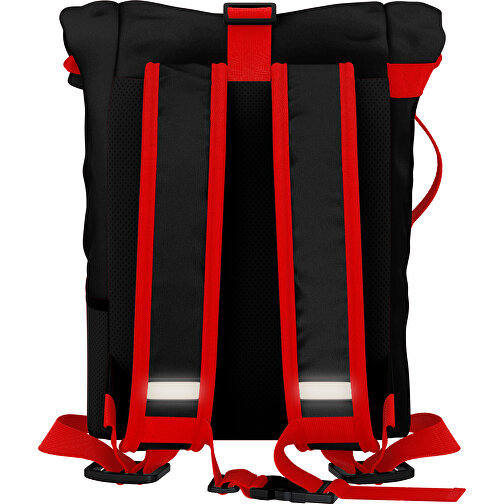 Rolltop Rucksack Comfort , schwarz / ampelrot, Sublimation-fabric 200g - Polyester (PU), 29,50cm x 13,00cm x 33,00cm (Länge x Höhe x Breite), Bild 2