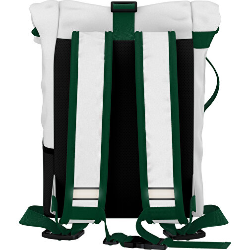 Rolltop Rucksack Comfort , weiß / dunkelgrün, Sublimation-fabric 240g - Polyester (PU), 29,50cm x 58,00cm x 16,00cm (Länge x Höhe x Breite), Bild 2