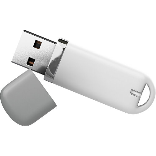 USB-Stick StylishDrive 2.0 , weiß / grau MB , 32 GB , Gummiplastik, Kunststoff MB , 6,20cm x 0,75cm x 2,00cm (Länge x Höhe x Breite), Bild 1