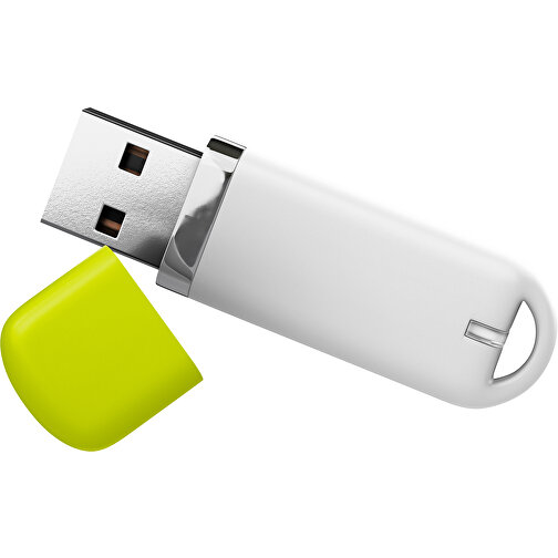 USB-Stick StylishDrive 2.0 , weiß / hellgrün MB , 32 GB , Gummiplastik, Kunststoff MB , 6,20cm x 0,75cm x 2,00cm (Länge x Höhe x Breite), Bild 1