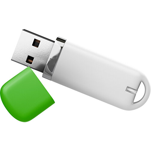 USB-Stick StylishDrive 2.0 , weiß / grasgrün MB , 32 GB , Gummiplastik, Kunststoff MB , 6,20cm x 0,75cm x 2,00cm (Länge x Höhe x Breite), Bild 1