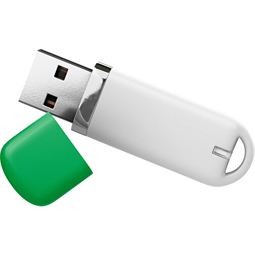 USB-Stick StylishDrive 2.0 , weiß / grün MB , 32 GB , Gummiplastik, Kunststoff MB , 6,20cm x 0,75cm x 2,00cm (Länge x Höhe x Breite), Bild 1