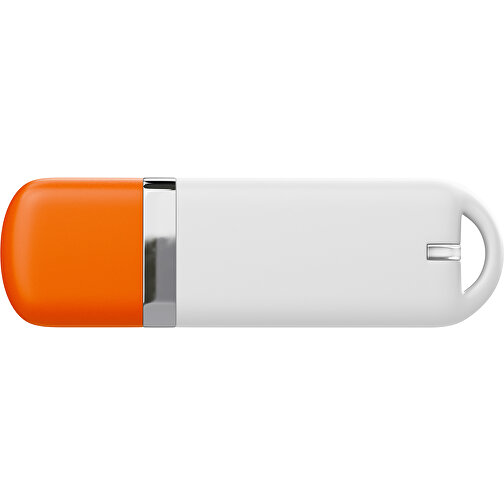 USB-Stick StylishDrive 2.0 , weiß / orange MB , 32 GB , Gummiplastik, Kunststoff MB , 6,20cm x 0,75cm x 2,00cm (Länge x Höhe x Breite), Bild 2