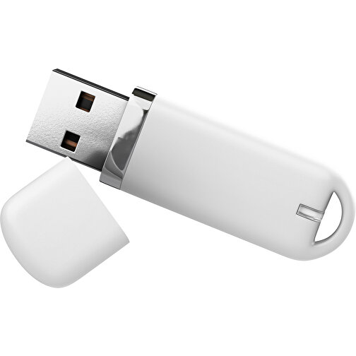 USB-Stick StylishDrive 2.0 , weiß MB , 16 GB , Gummiplastik, Kunststoff MB , 6,20cm x 0,75cm x 2,00cm (Länge x Höhe x Breite), Bild 1