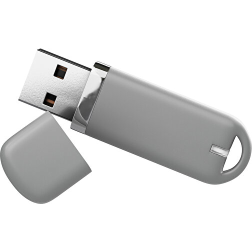 USB-Stick StylishDrive 2.0 , grau MB , 16 GB , Gummiplastik, Kunststoff MB , 6,20cm x 0,75cm x 2,00cm (Länge x Höhe x Breite), Bild 1