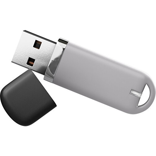 USB-Stick StylishDrive 2.0 , hellgrau /schwarz MB , 16 GB , Gummiplastik, Kunststoff MB , 6,20cm x 0,75cm x 2,00cm (Länge x Höhe x Breite), Bild 1