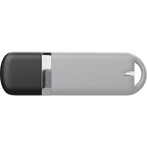 USB-Stick StylishDrive 2.0 , hellgrau /schwarz MB , 16 GB , Gummiplastik, Kunststoff MB , 6,20cm x 0,75cm x 2,00cm (Länge x Höhe x Breite), Bild 2