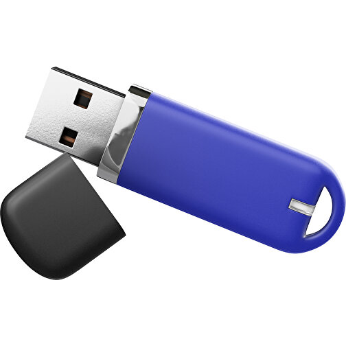 USB-Stick StylishDrive 2.0 , blau /schwarz MB , 16 GB , Gummiplastik, Kunststoff MB , 6,20cm x 0,75cm x 2,00cm (Länge x Höhe x Breite), Bild 1