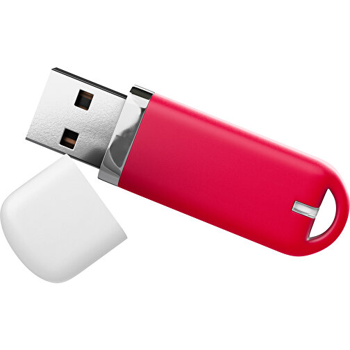 USB-Stick StylishDrive 2.0 , ampelrot / weiß MB , 16 GB , Gummiplastik, Kunststoff MB , 6,20cm x 0,75cm x 2,00cm (Länge x Höhe x Breite), Bild 1