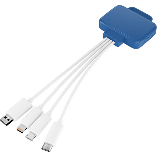 3-in-1 USB-Ladekabel MultiCharge , dunkelblau / weiß, Kunststoff, 5,30cm x 1,20cm x 5,50cm (Länge x Höhe x Breite), Bild 1