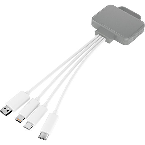 3-in-1 USB-Ladekabel MultiCharge , grau / weiß, Kunststoff, 5,30cm x 1,20cm x 5,50cm (Länge x Höhe x Breite), Bild 1